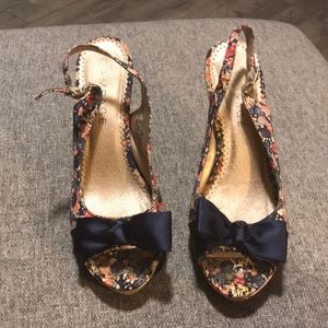 Rampage sling back peep toe heels